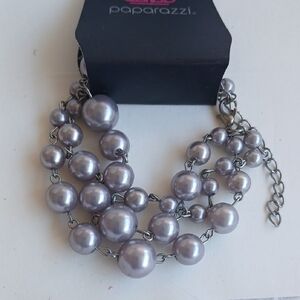 Paparazzi Metallic Gray Pearl Bracelet